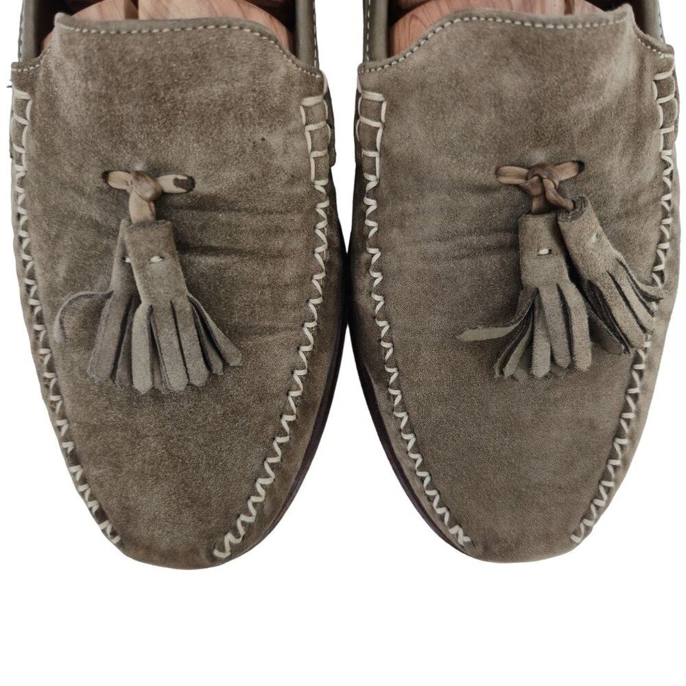 Vintage Salvatore Ferragamo Italy Dress Shoes Taupe Suede Tassel Loafers Men 8.5 - Picture 12 of 12